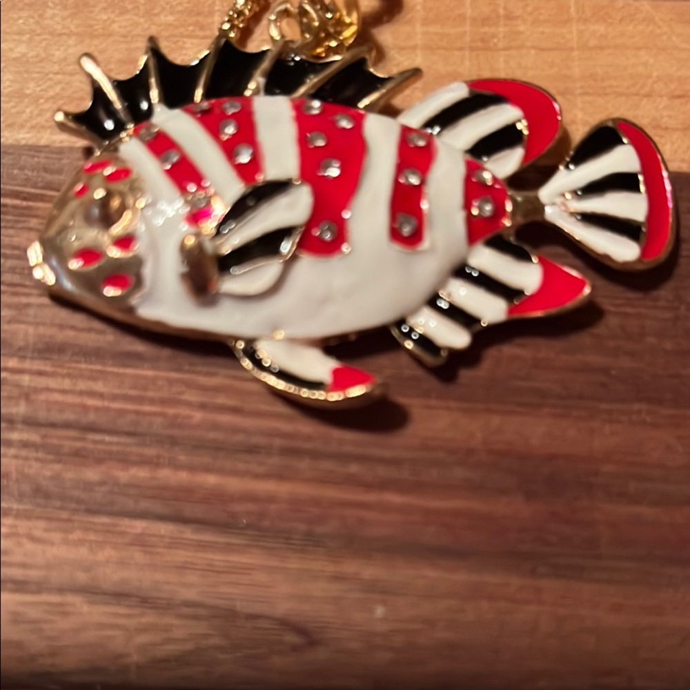 Red and White Fish Pendant